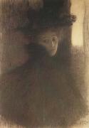 Gustav Klimt Lady with cape and Hat (mk20) oil on canvas